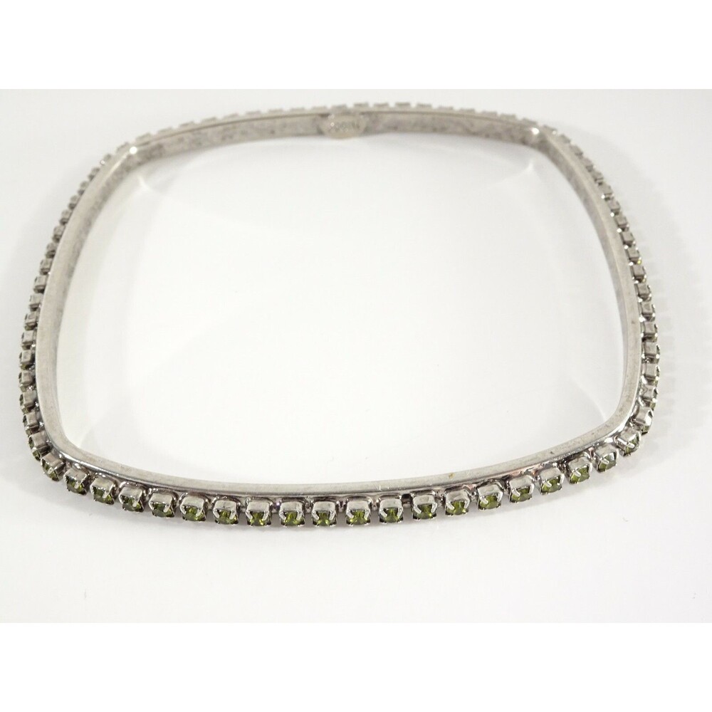 JOOMI LIM Women's Silver Green Crystal Square Bangle Bracelet Set NWOT 135